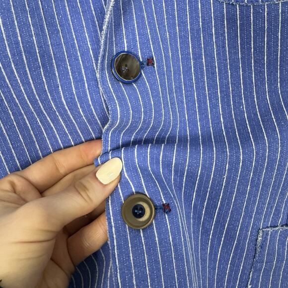 BOB Blazer Jacket Mens IT 50 Blue Striped Knit Sport Coat Made in Italy Preppy - Picture 5 of 14